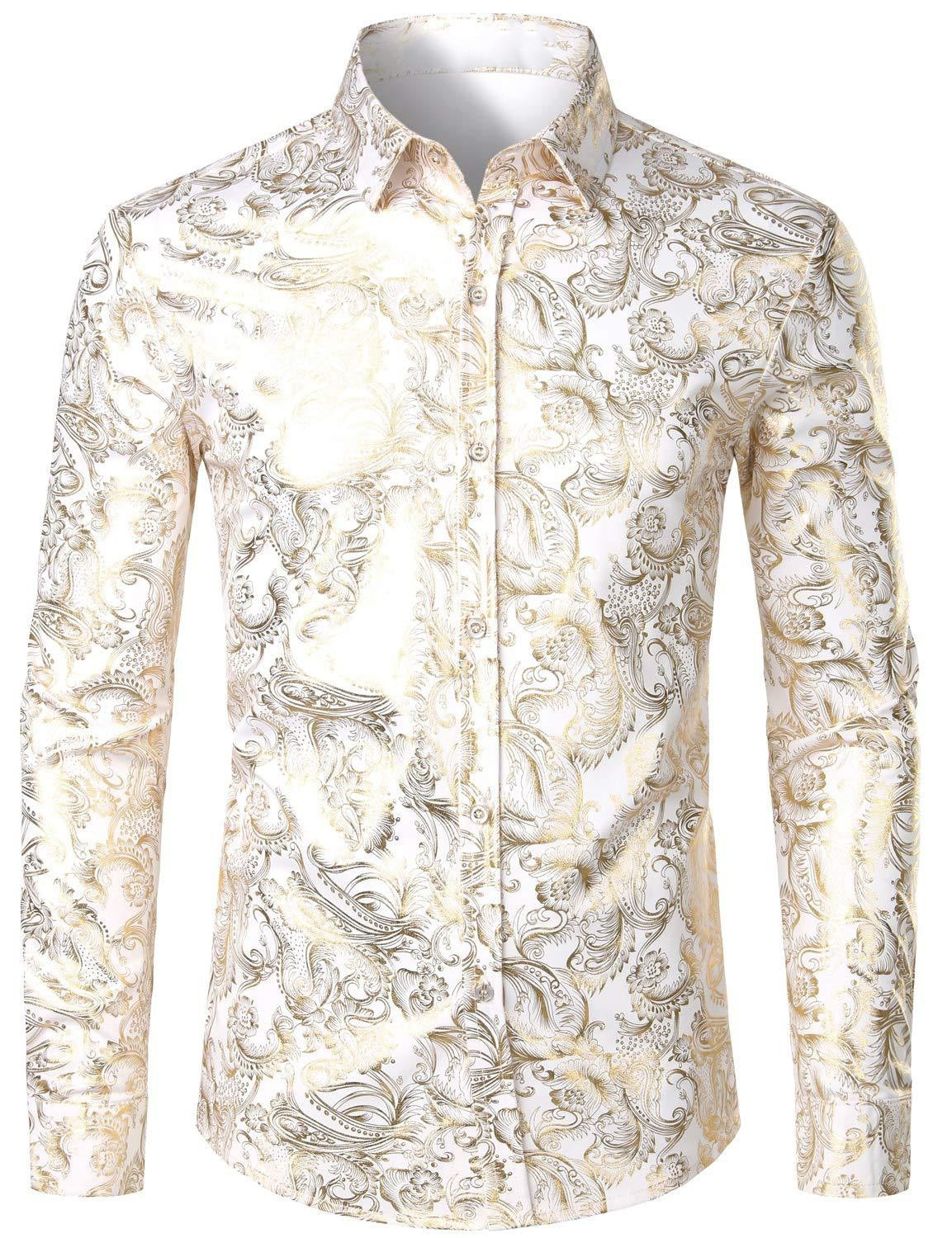 Mens Floral Print Long Sleeve Shirt