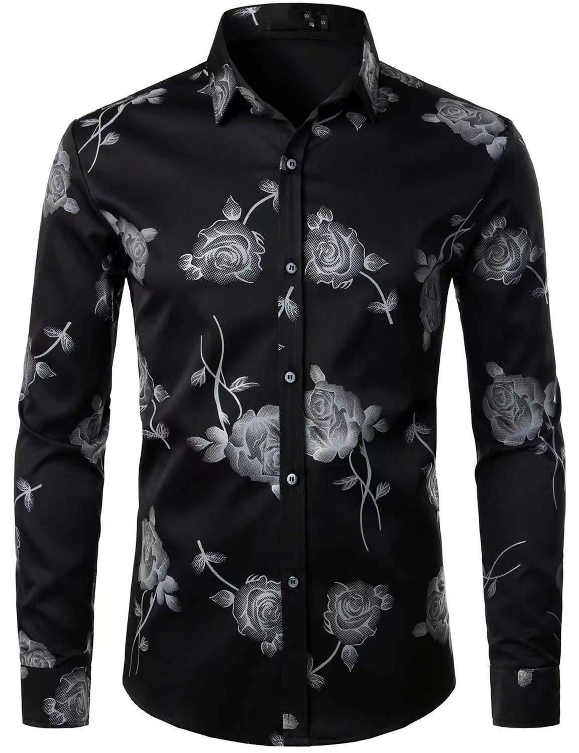 Mens Floral Print Long Sleeve Shirt