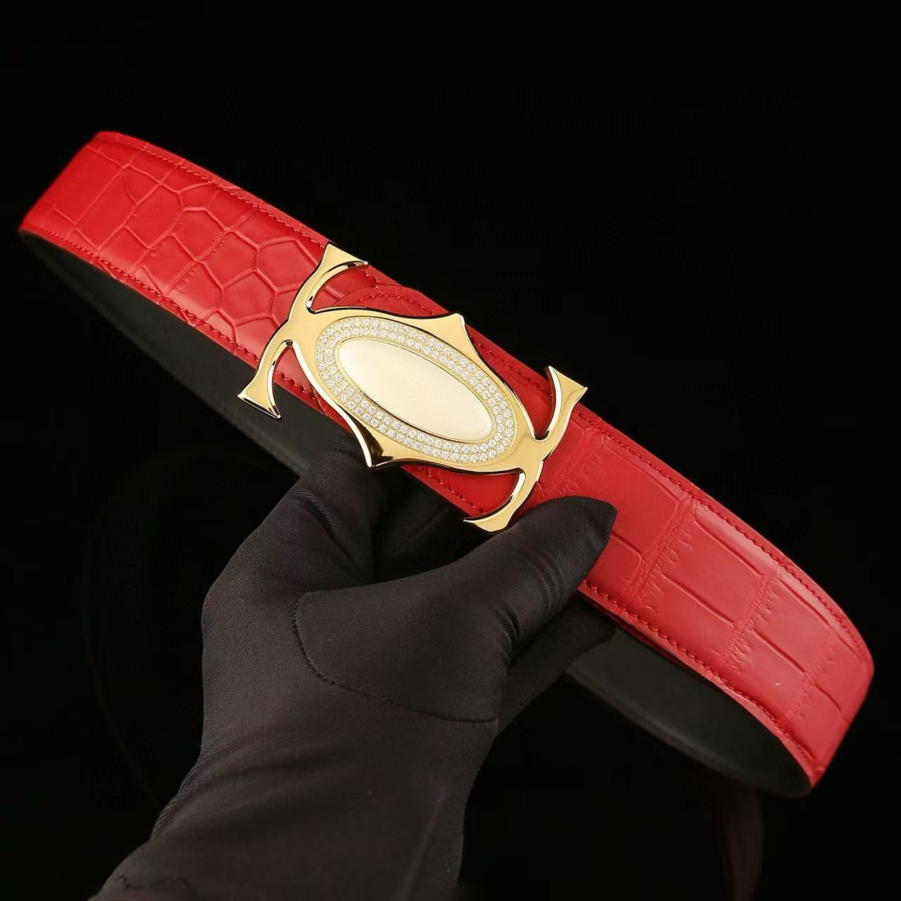 Mens Genuine Leather Belt with Metal Buckle
