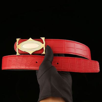 Mens Genuine Leather Belt with Metal Buckle