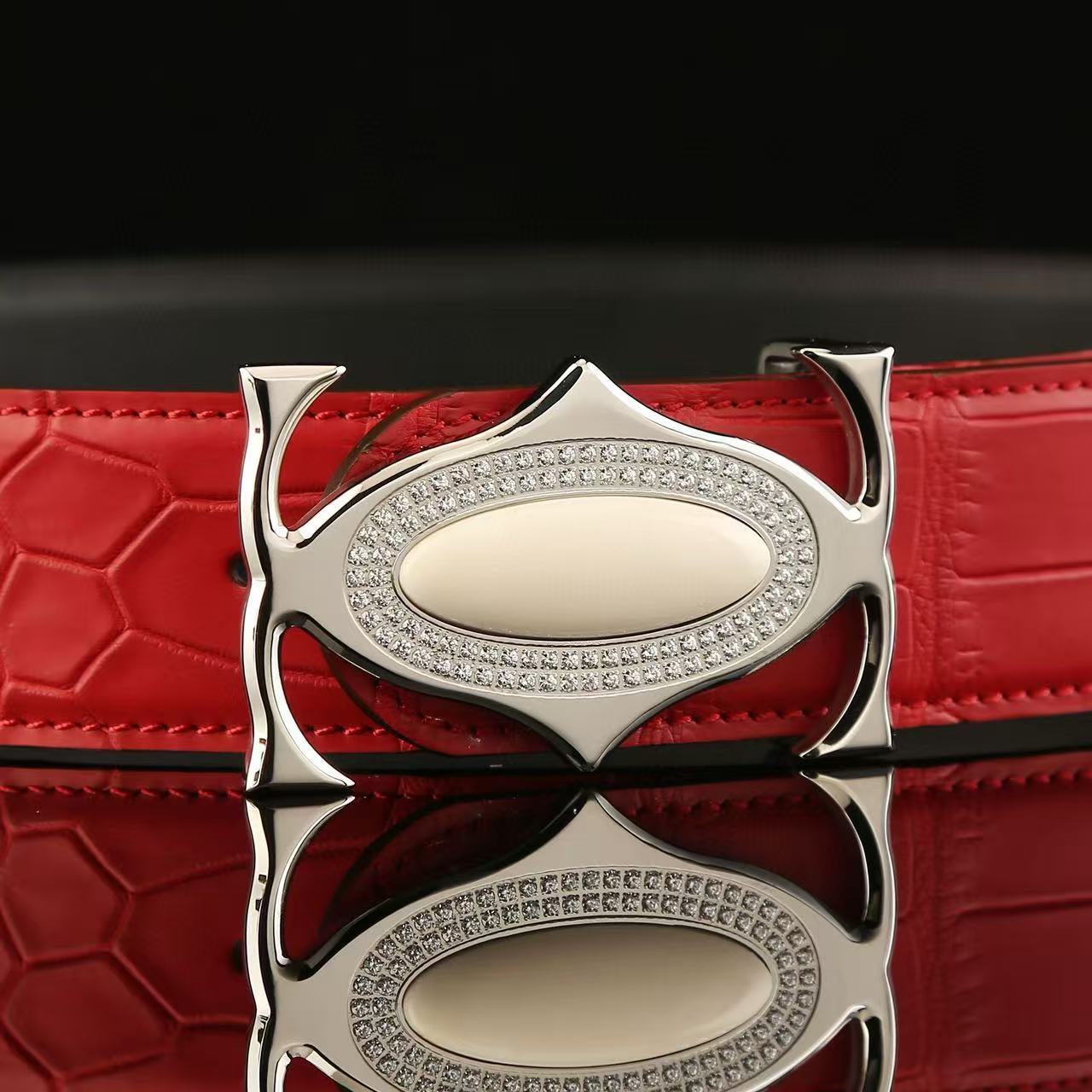 Mens Genuine Leather Belt with Metal Buckle