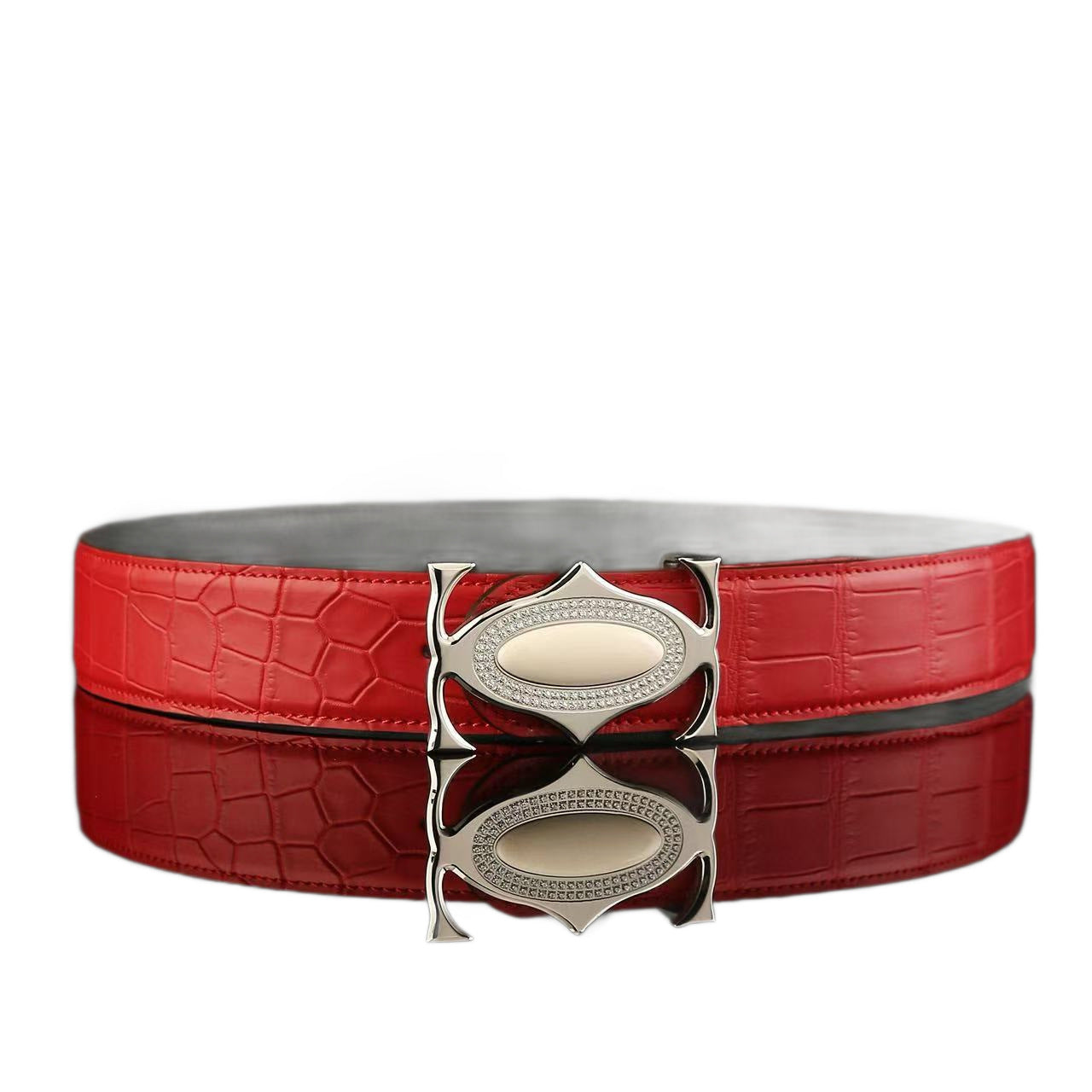 Mens Genuine Leather Belt with Metal Buckle
