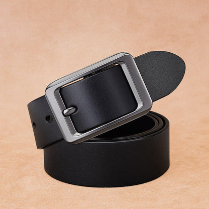 Mens Genuine Leather Belt with Pin Buckle