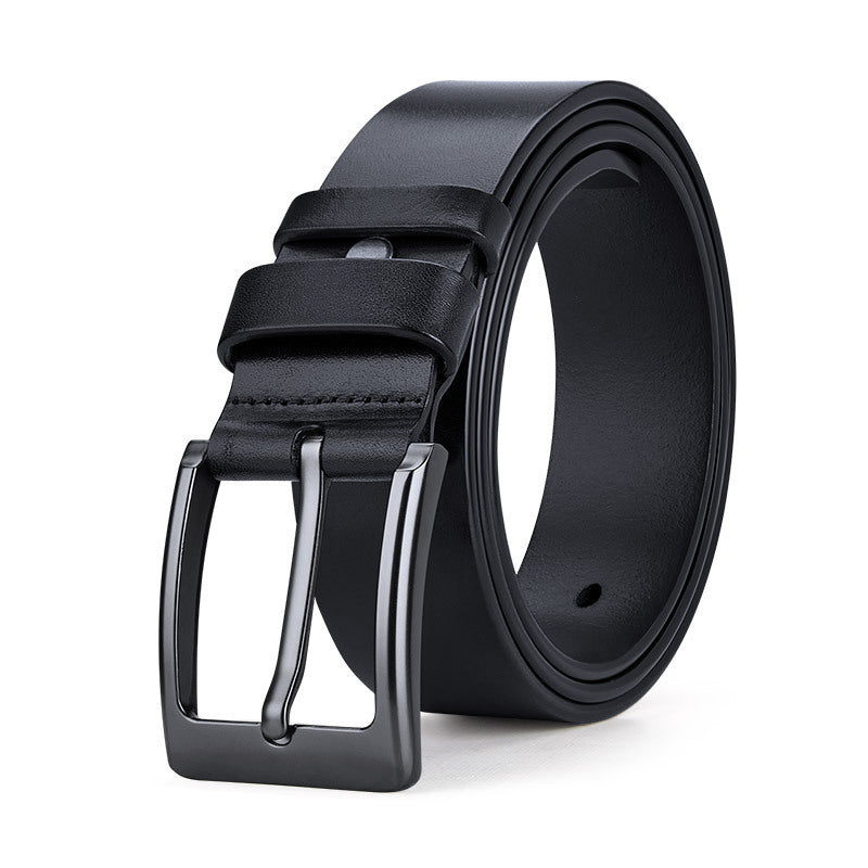 Mens Genuine Leather Belt with Pin Buckle