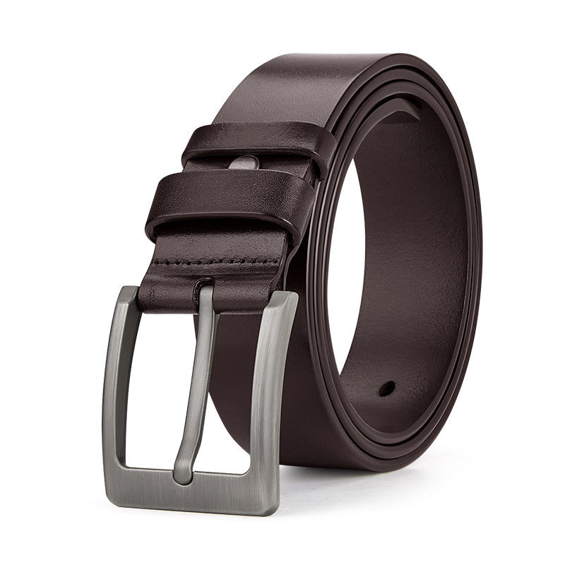 Mens Genuine Leather Belt with Pin Buckle