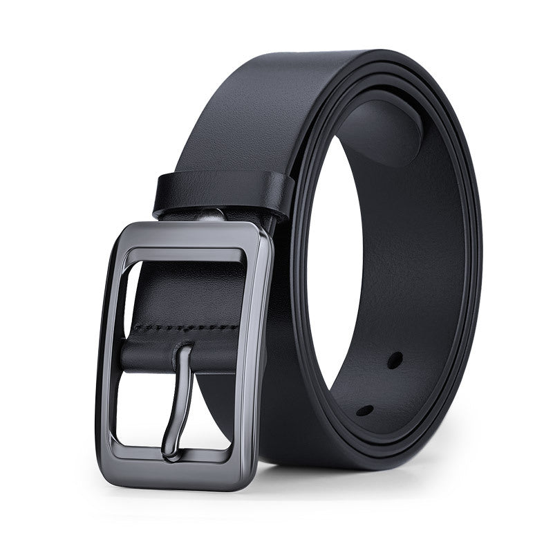 Mens Genuine Leather Belt with Pin Buckle