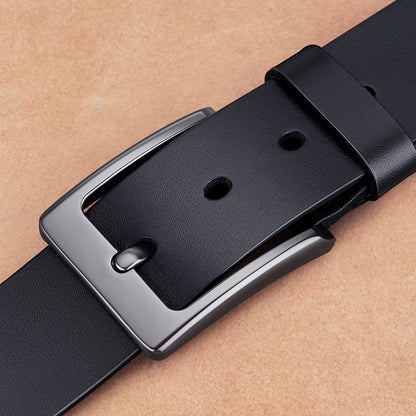 Mens Genuine Leather Belt with Pin Buckle