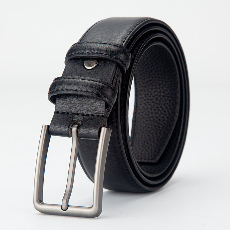 Mens Genuine Leather Belt with Pin Buckle