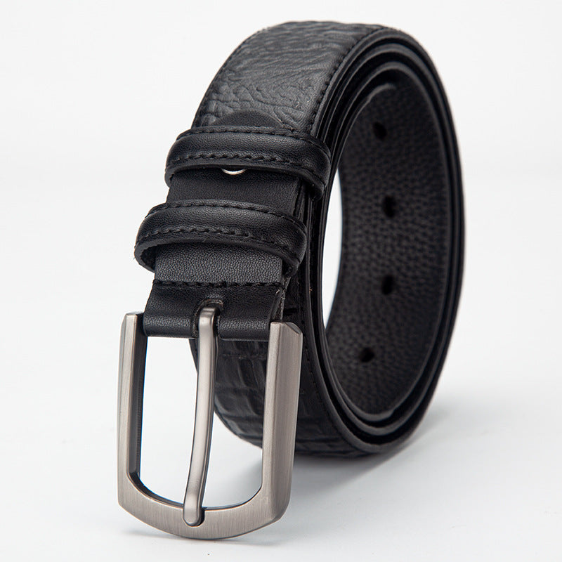 Mens Genuine Leather Belt with Pin Buckle