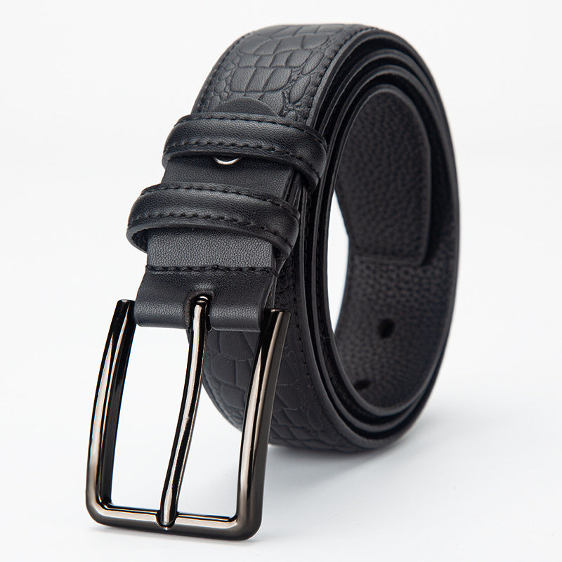 Mens Genuine Leather Belt with Pin Buckle