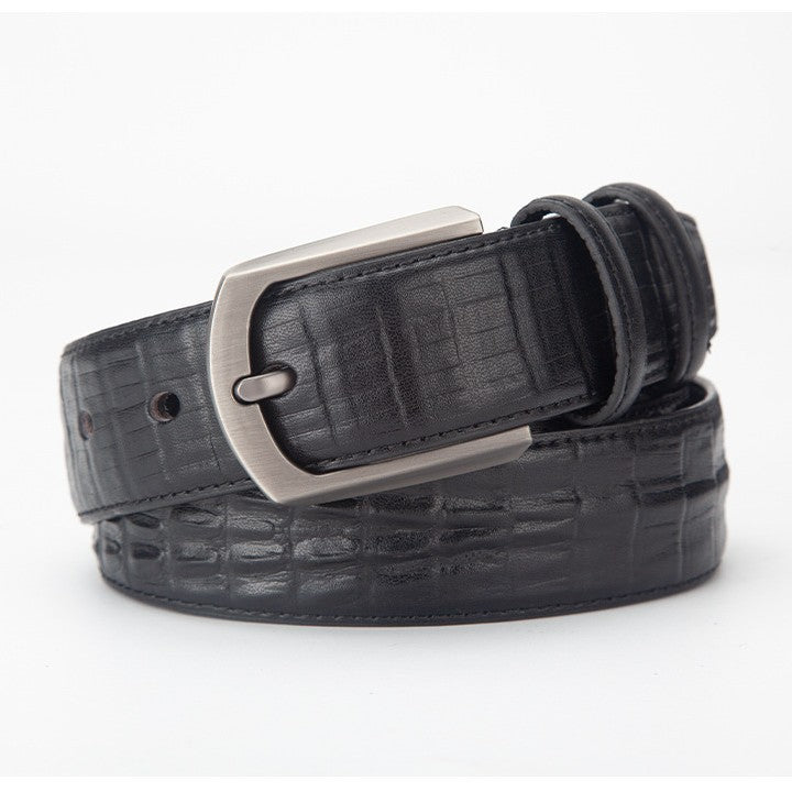 Mens Genuine Leather Belt with Pin Buckle