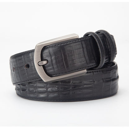 Mens Genuine Leather Belt with Pin Buckle