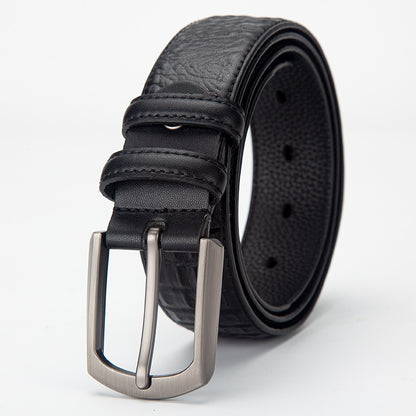 Mens Genuine Leather Belt with Pin Buckle