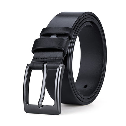 Mens Genuine Leather Belt with Pin Buckle