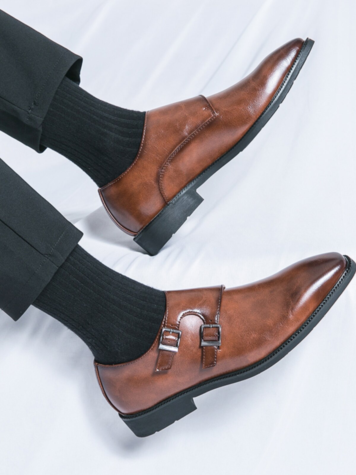 Mens Genuine Leather Casual Dress Shoes with Height Increase
