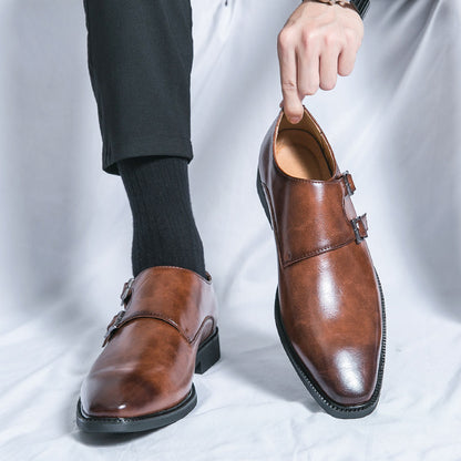 Mens Genuine Leather Casual Dress Shoes with Height Increase