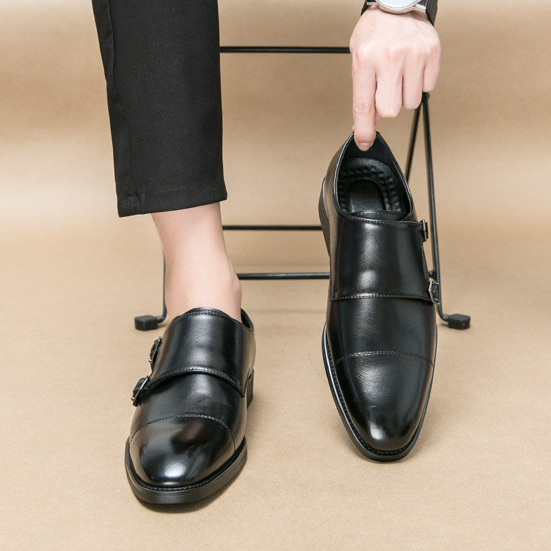 Mens Genuine Leather Casual Dress Shoes with Height Increase