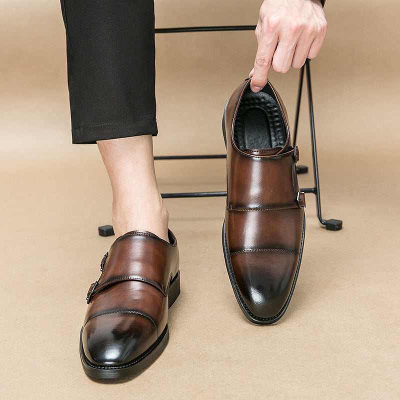 Mens Genuine Leather Casual Dress Shoes with Height Increase