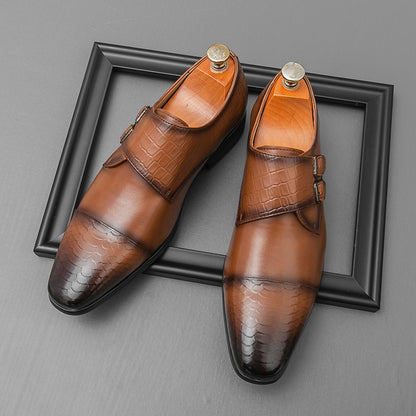Mens Genuine Leather Casual Dress Shoes with Height Increase
