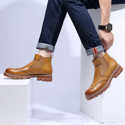 Mens Genuine Leather Chelsea Boots