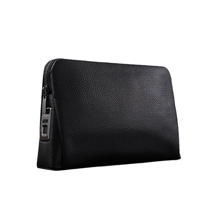 Mens Genuine Leather Clutch Bag with Fingerprint Lock