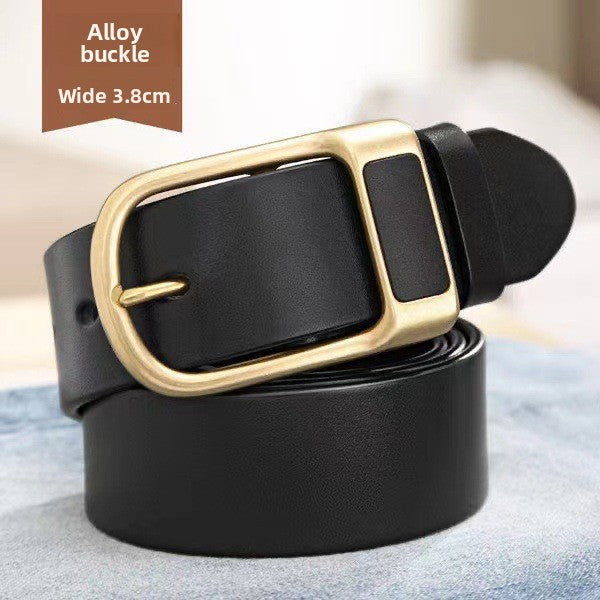 Mens Genuine Leather Pin Buckle Belt