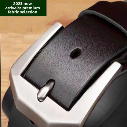 Mens Genuine Leather Pin Buckle Belt