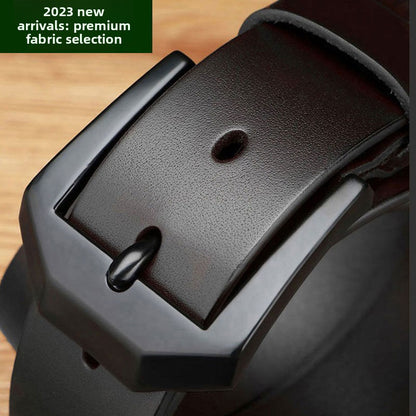 Mens Genuine Leather Pin Buckle Belt