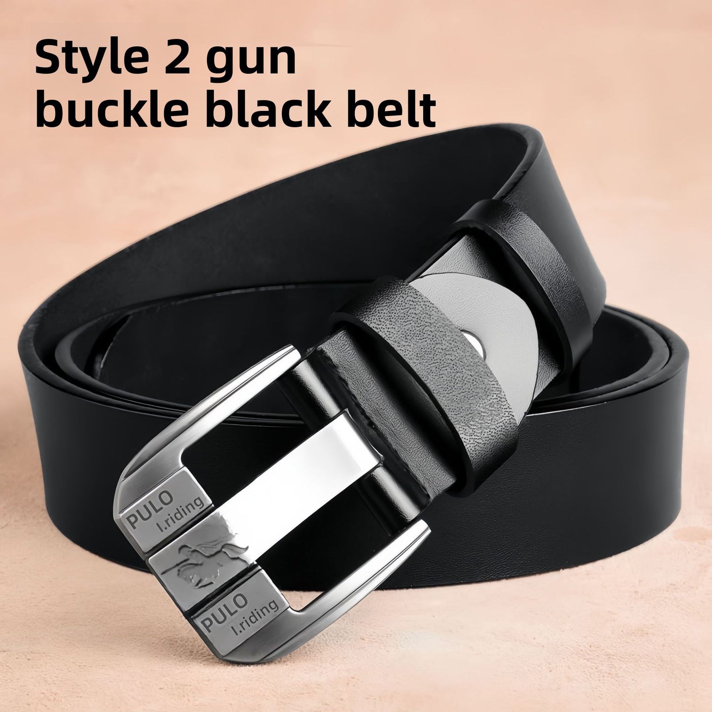 Mens Genuine Leather Pin Buckle Belt