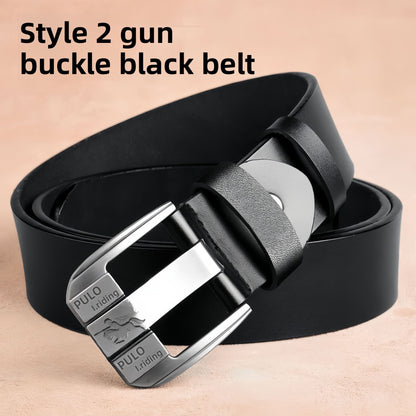 Mens Genuine Leather Pin Buckle Belt