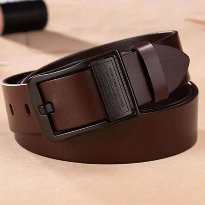Mens Genuine Leather Pin Buckle Belt