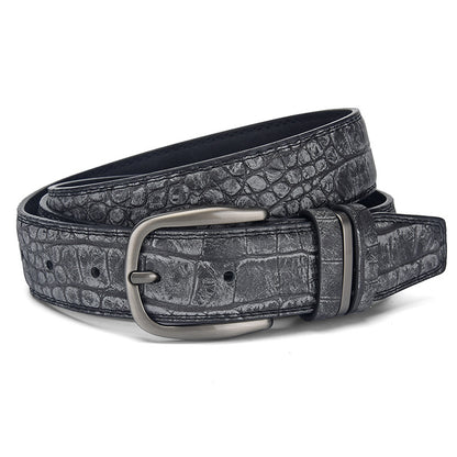 Mens Genuine Leather Pin Buckle Belt