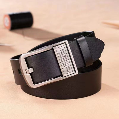 Mens Genuine Leather Pin Buckle Belt
