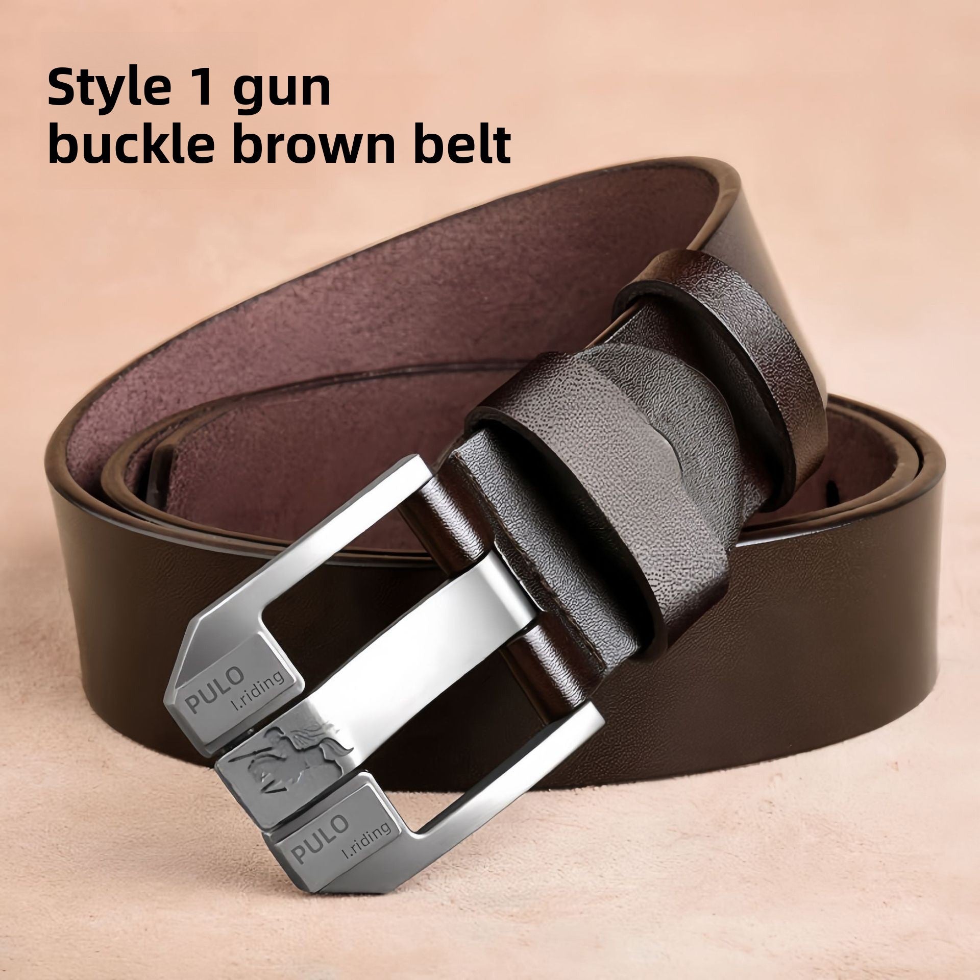 Mens Genuine Leather Pin Buckle Belt