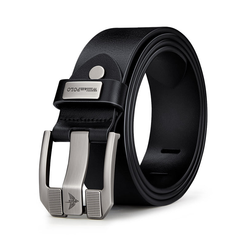 Mens Genuine Leather Pin Buckle Belt