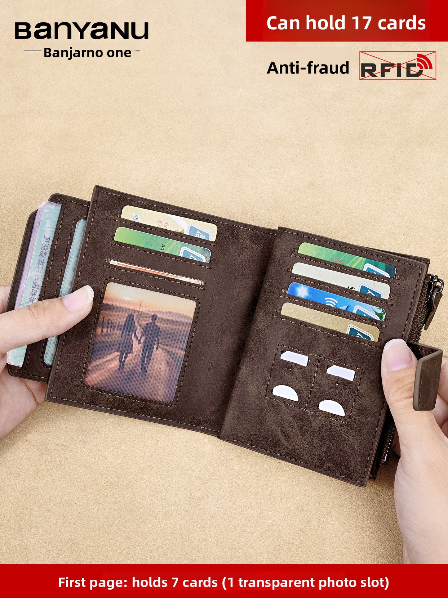 Mens Genuine Leather RFID Blocking Wallet
