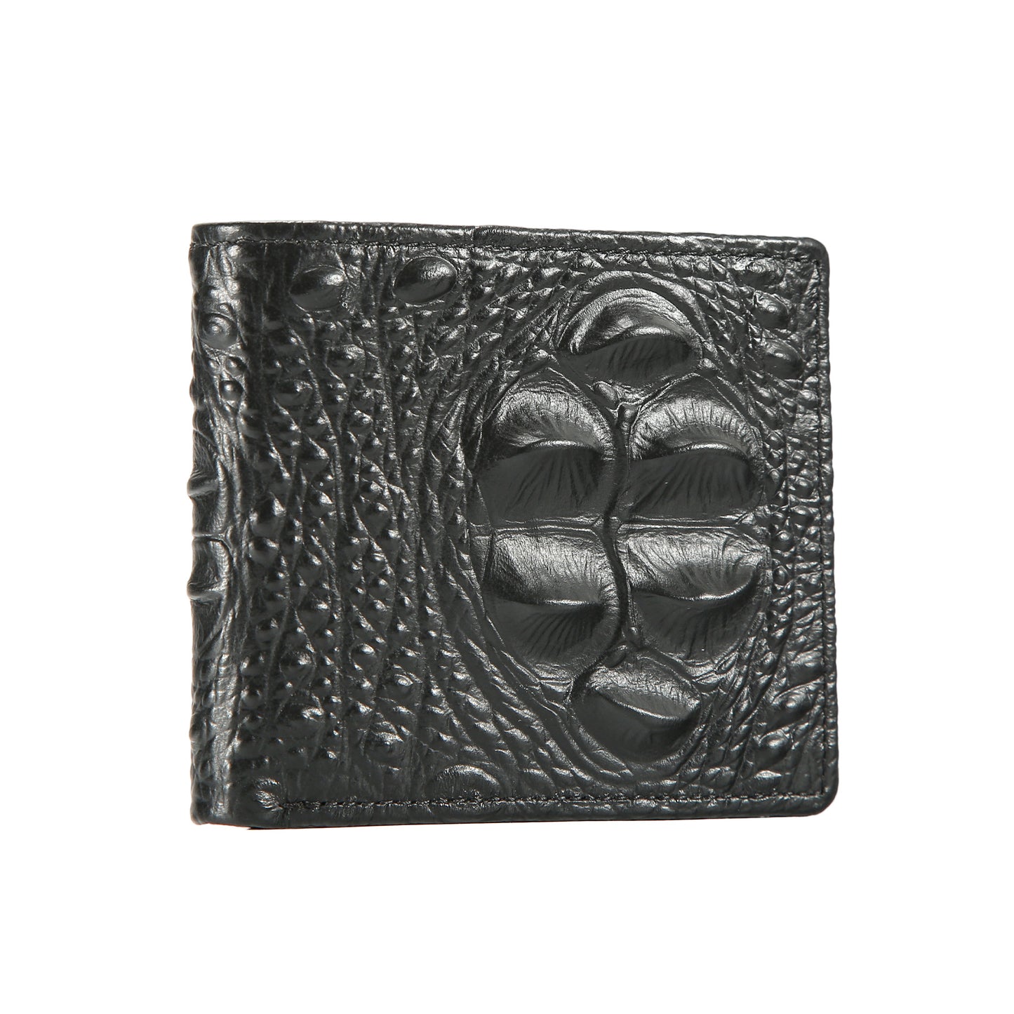 Mens Genuine Leather Short Wallet with Crocodile Pattern