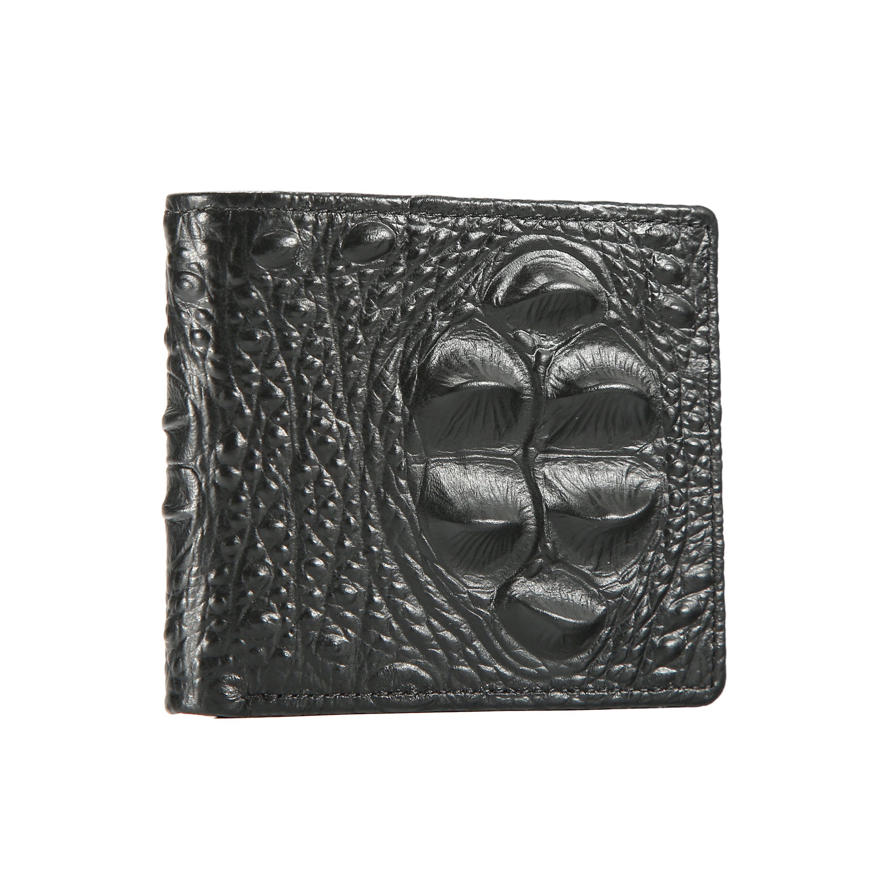 Mens Genuine Leather Short Wallet with Crocodile Pattern