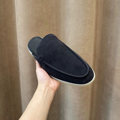 Mens Genuine Leather Slip-On Slippers