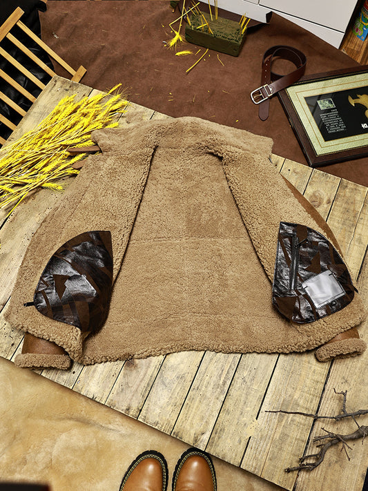 Mens Genuine Sheepskin Leather Flight Jacket