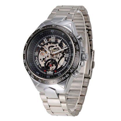 Mens Gold Skeleton Automatic Mechanical Watch