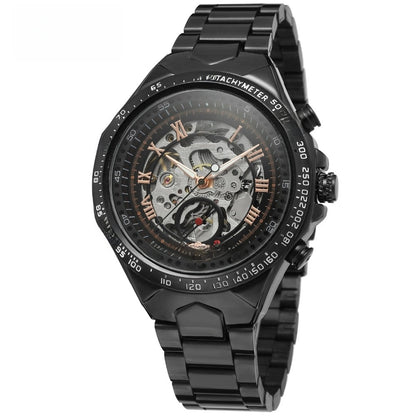Mens Gold Skeleton Automatic Mechanical Watch