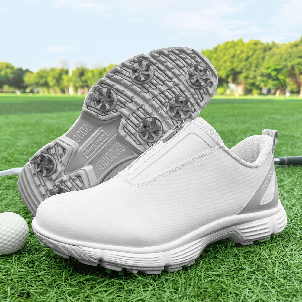Mens Golf Shoes Zipper Retro Casual Training Sneakers