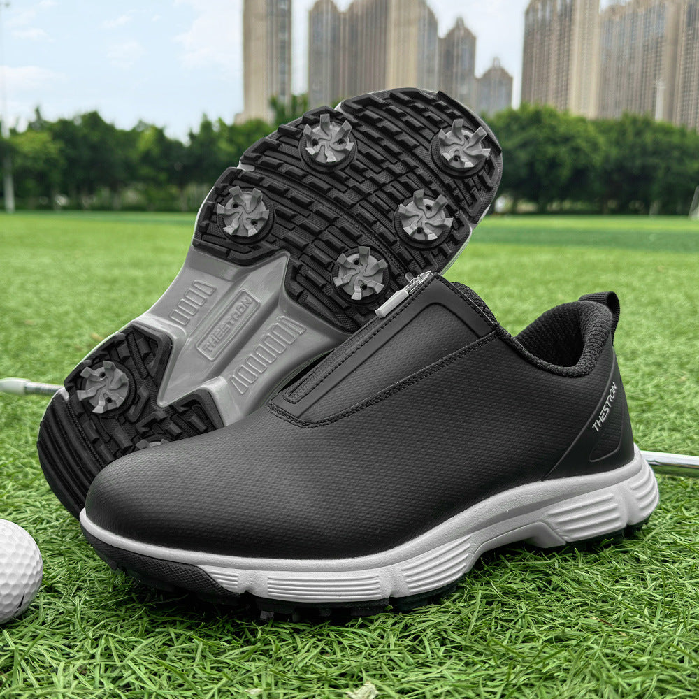 Mens Golf Shoes Zipper Retro Casual Training Sneakers