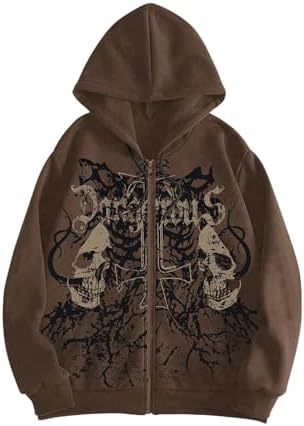 Mens Gothic Skull Zip Up Hoodie