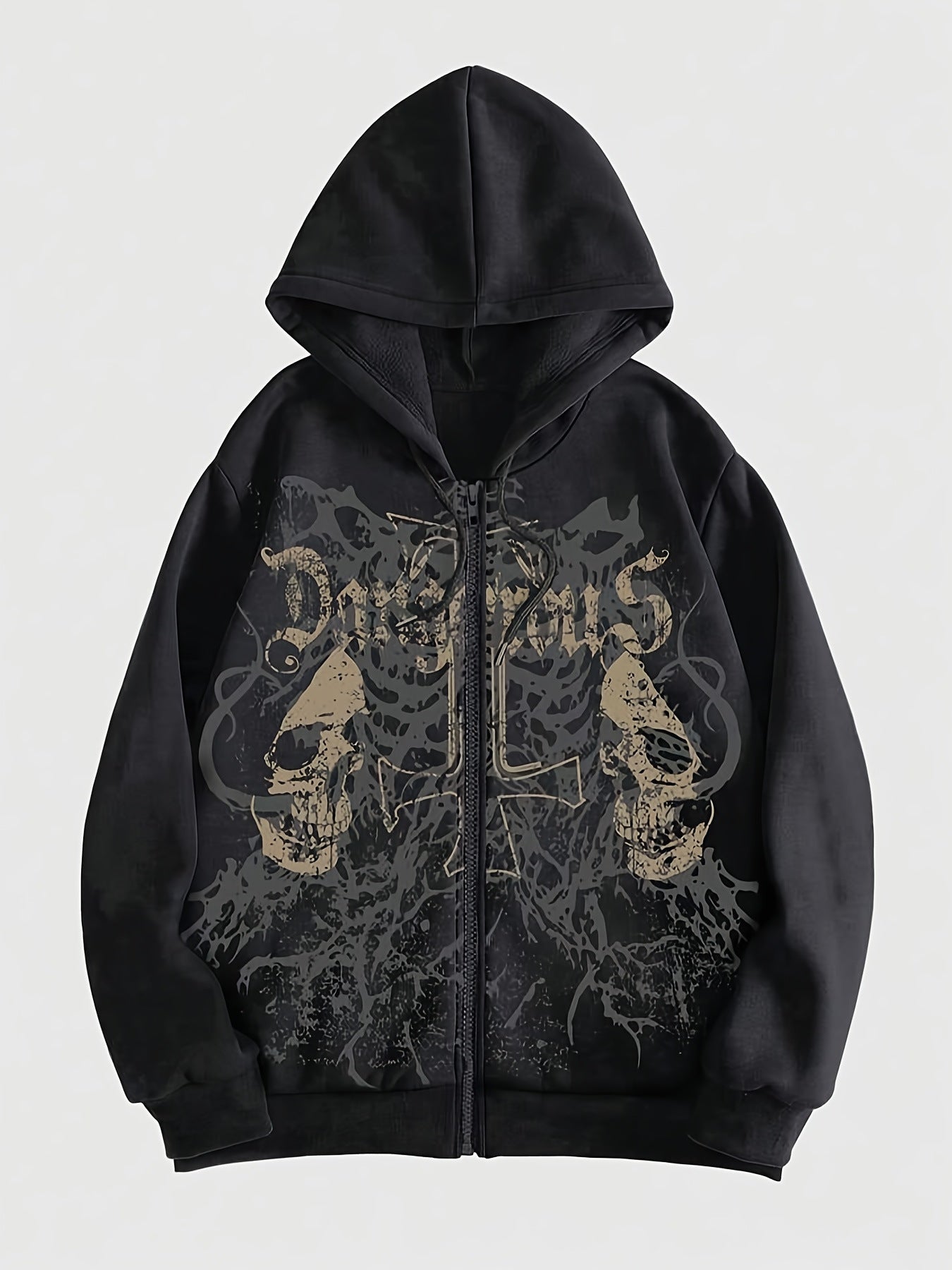 Mens Gothic Skull Zip Up Hoodie