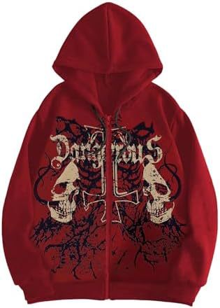 Mens Gothic Skull Zip Up Hoodie
