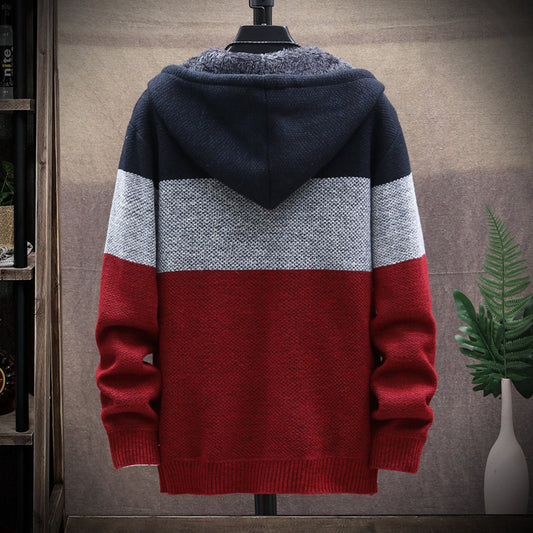 Mens Gradient Fleece Lined Knit Cardigan