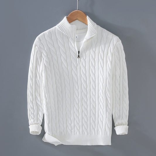 Mens Half Turtleneck Knit Sweater Zipper Pullover