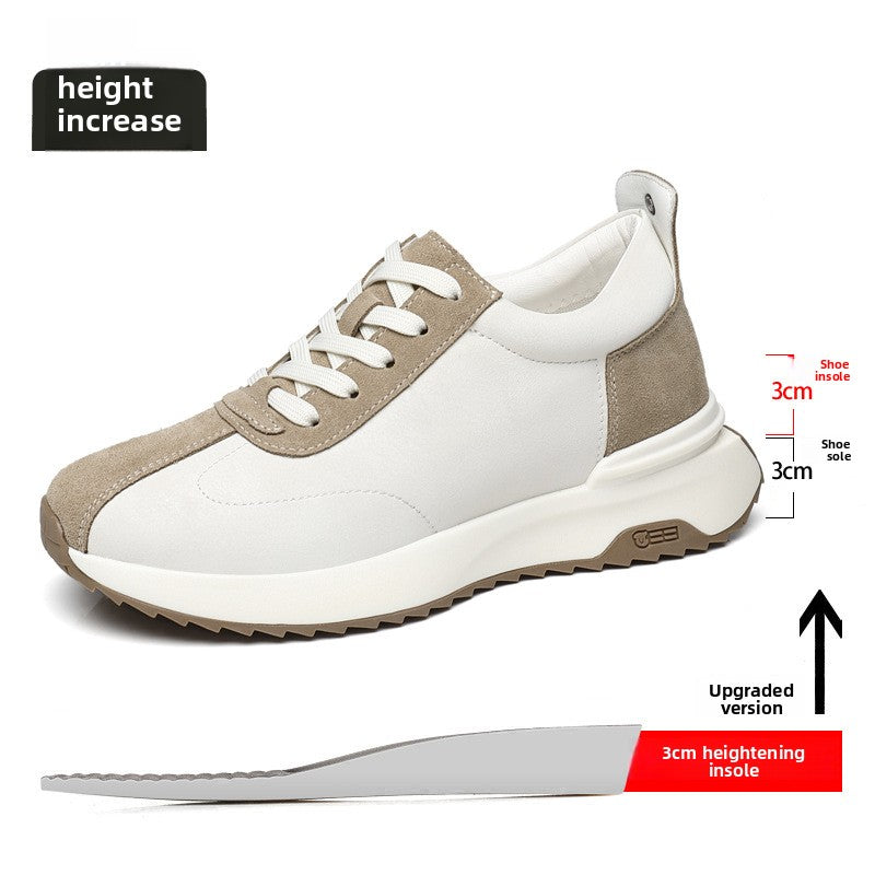 Mens Heightening Leather Sneakers Breathable Casual Shoes